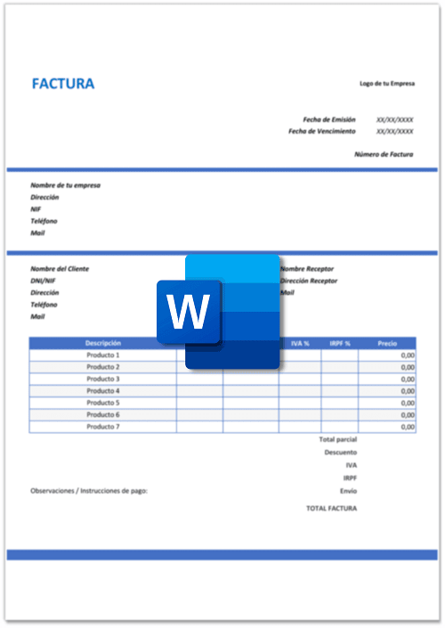 Plantilla de factura para autónomos 2026: Excel, Word y PDF gratis