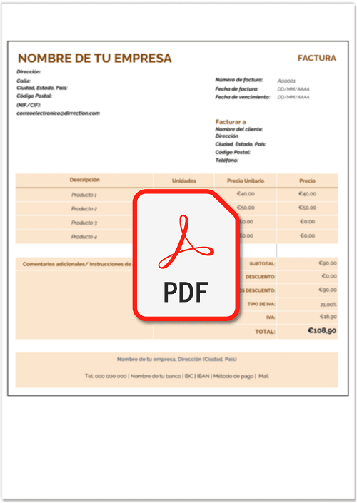 Plantilla de factura simplificada gratis: modelo editable y ejemplo