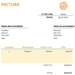 Plantilla de factura para alquiler de local con IVA e IRPF